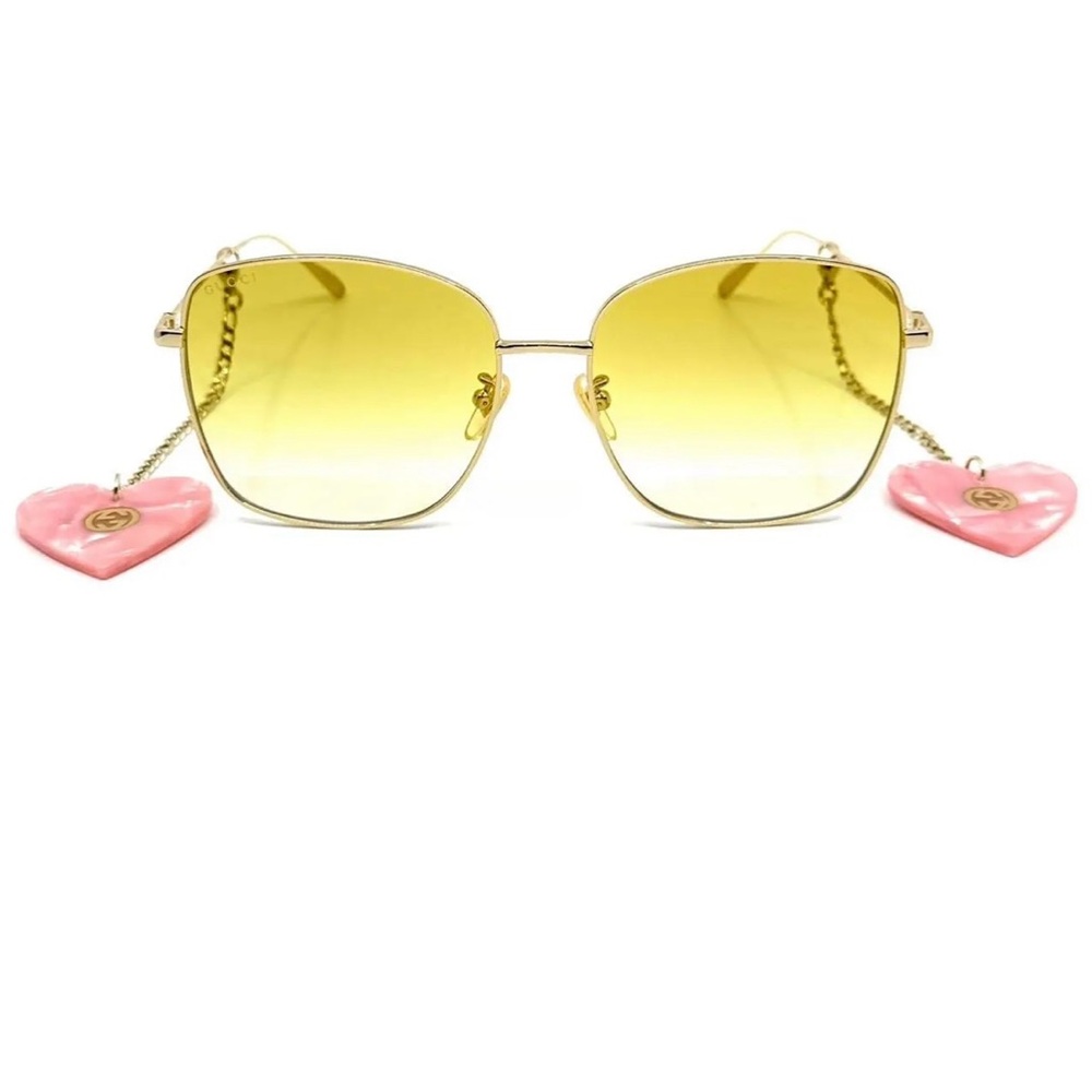 Gucci Gold and Pink Aviator Sunglasses